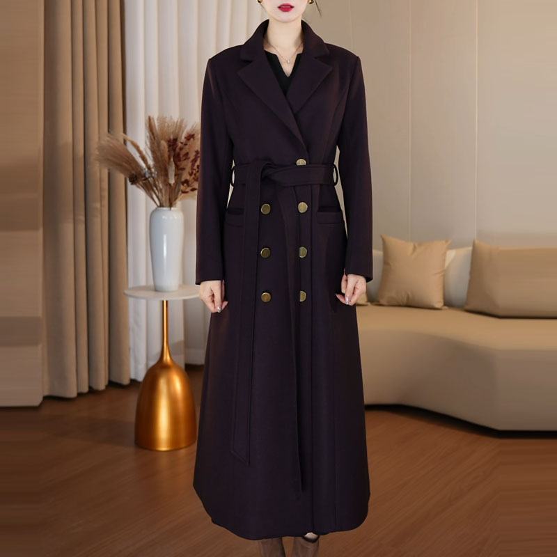 女冬毛呢外套法式显瘦长款大衣外套大衣显瘦加厚保暖过膝时尚呢子