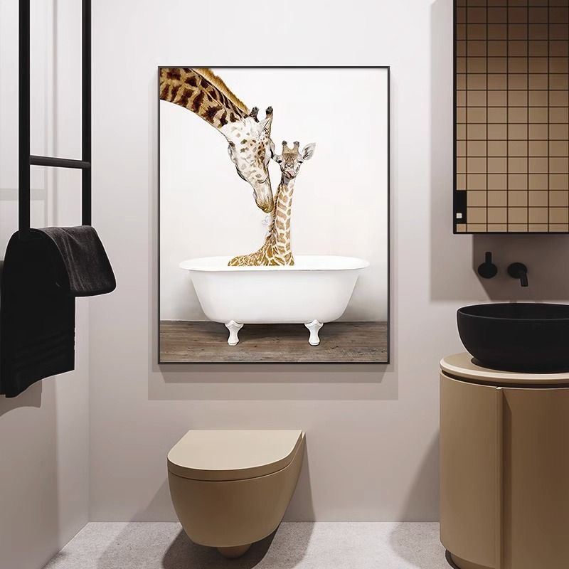 S203-卫生间浴室淋浴房卡通动物门口长颈鹿4060