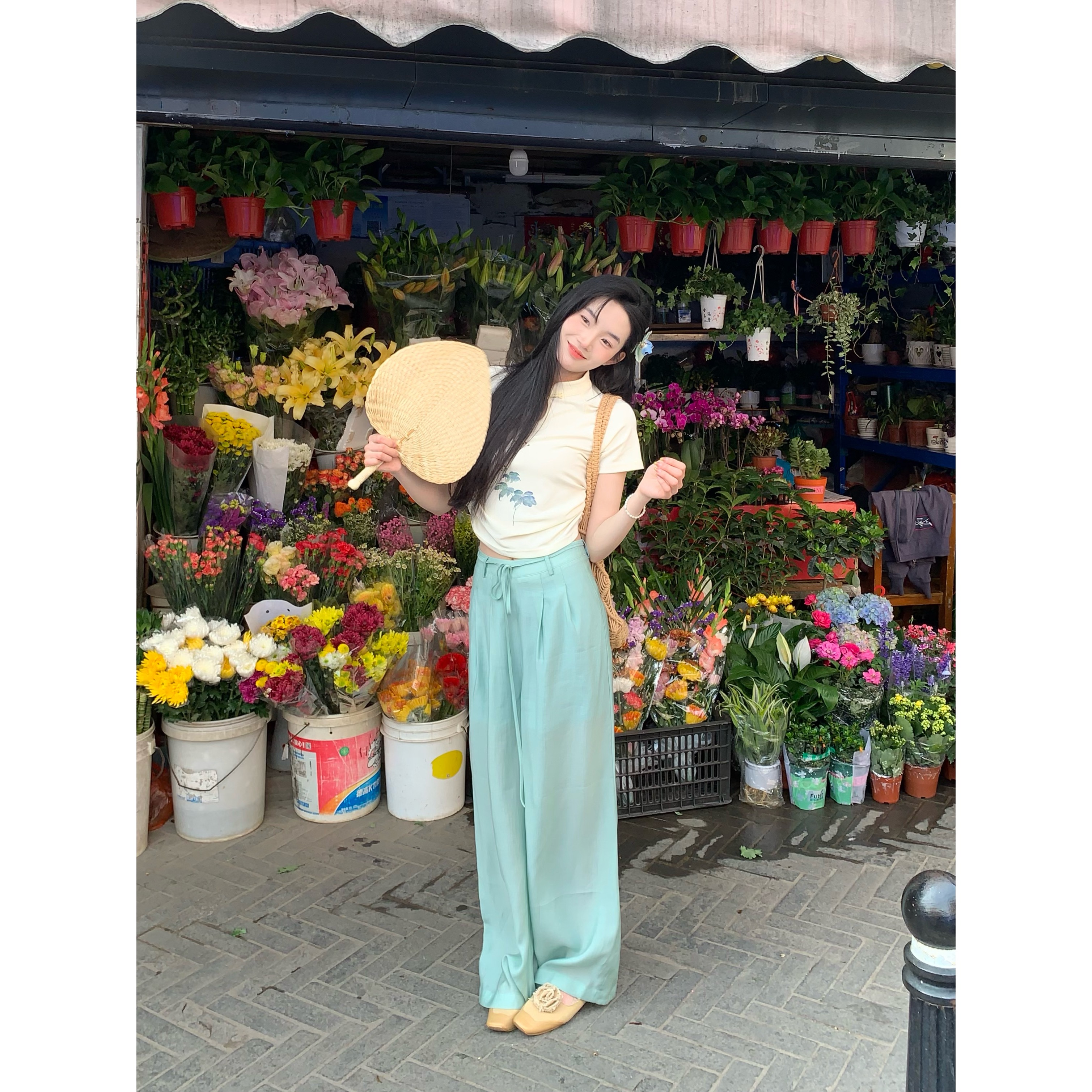 欣子野【薄荷曼陀】夏气质显瘦百搭小众设计女净版休闲裤 XZ10229H