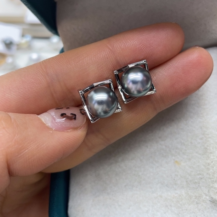 海水珍珠耳饰银S925镶嵌