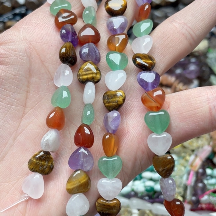 玛瑙/玉髓合金珠宝半成品一条10mm多宝啊爱心