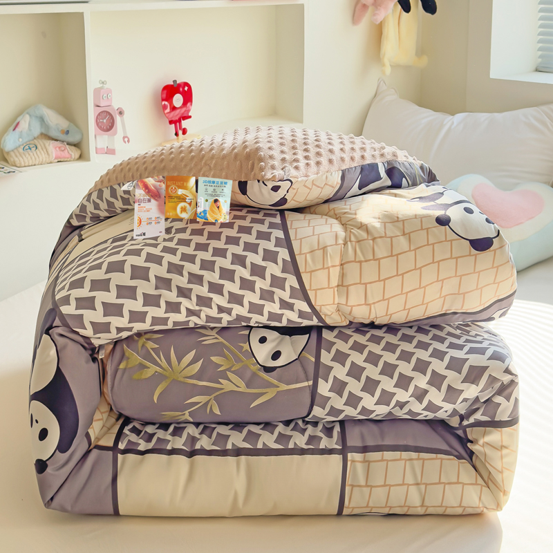 高端保暖豆豆被加厚冬季被子冬款双人2.0x2.3大格子熊猫