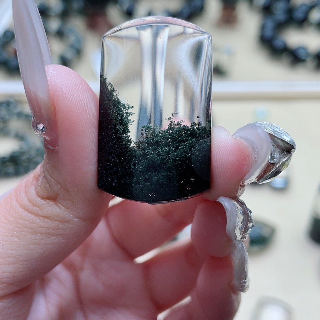 水晶颈饰未镶嵌绿幽灵聚宝盆吊坠