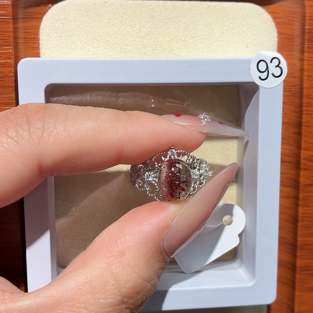 蜜***啵银S925镶嵌戒指水晶