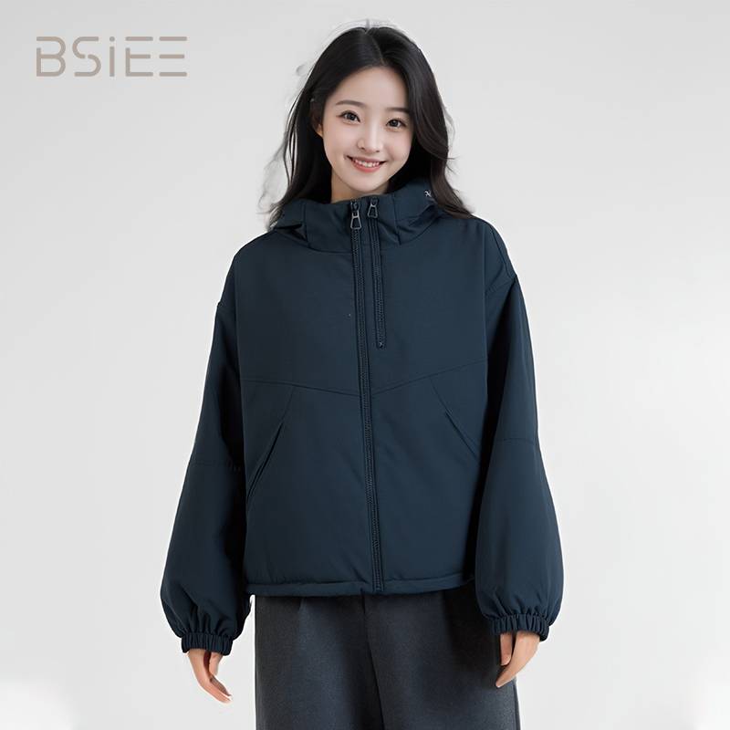 BSIEE/本涩连帽工装羽绒服短款休闲宽松