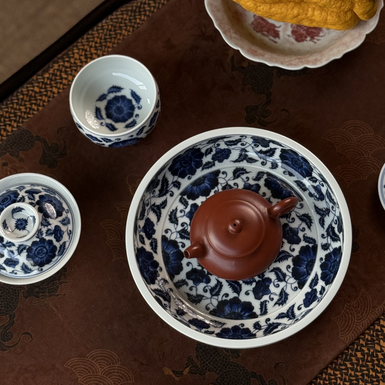 知否｜甄选景德镇陶瓷又见春风仿明青花缠枝虞美人三件套茶具