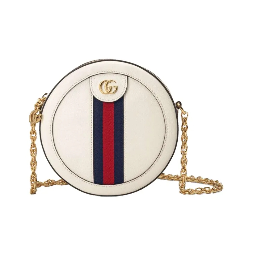 99新 GUCCI/古驰 白色圆饼包