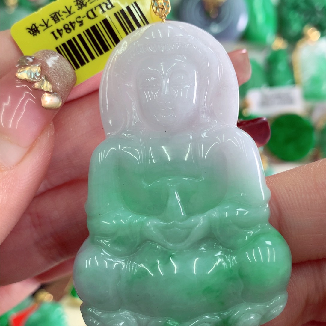 翡翠吊坠(不含链)18K金镶嵌