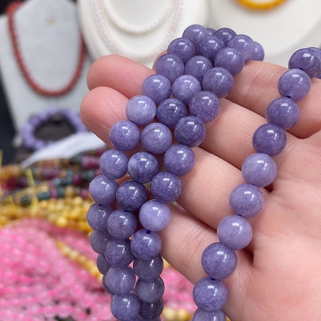 未镶嵌半成品玛瑙/玉髓紫色海蓝宝玉髓8m