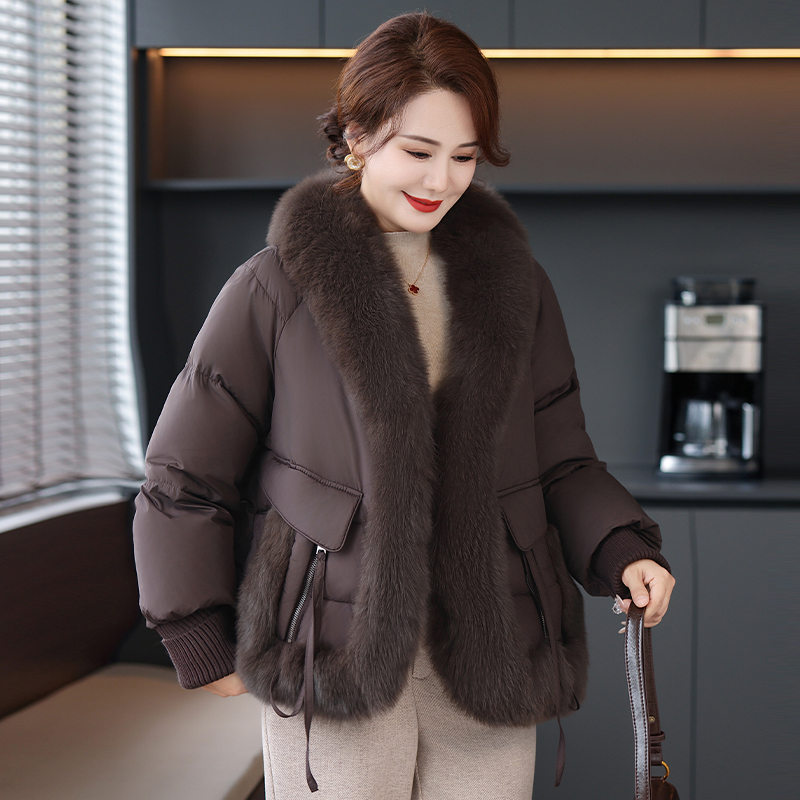 中老年妈妈冬装洋气时尚大毛领保暖棉服外套中年女士高贵大码棉袄