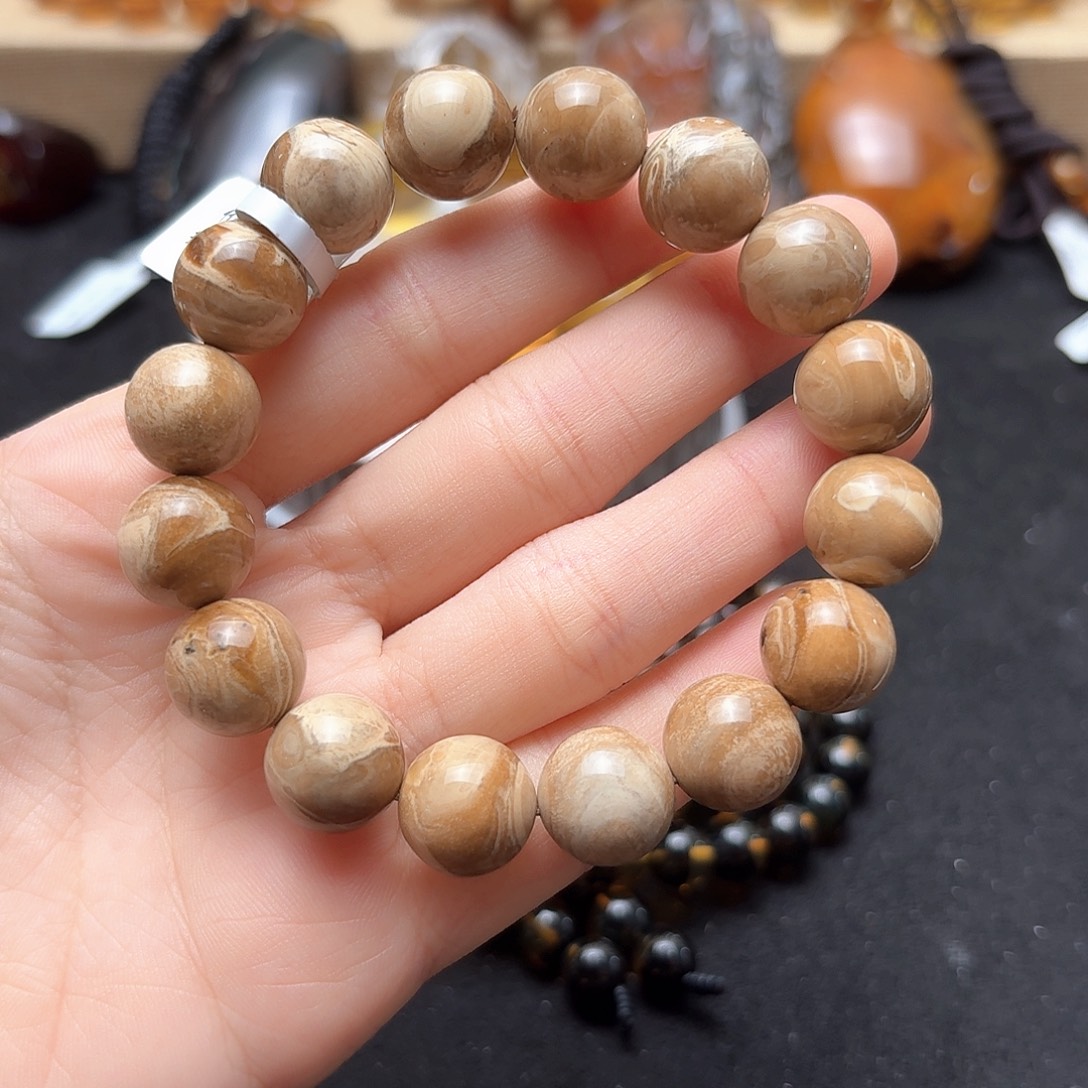 未镶嵌琥珀珠宝奇石13mm白花根