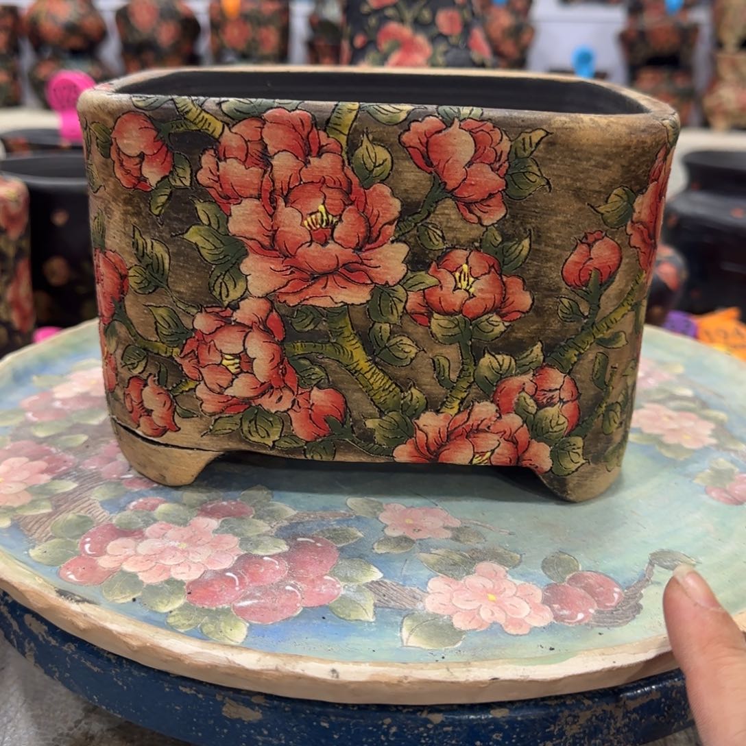 @***生紫砂花盆精品多肉手绘花盆