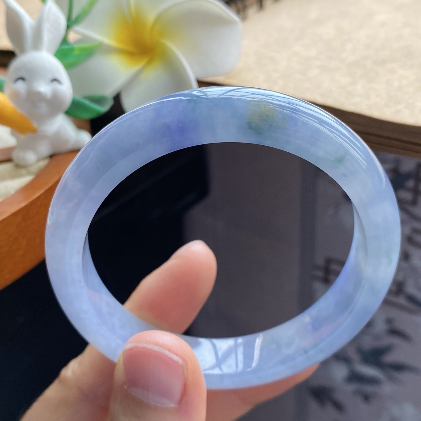 03.04批正圈蓝紫飘花1432号55-12.1-7.8！天然翡翠手镯