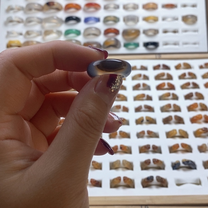 玛瑙/玉髓戒指未镶嵌圈口14