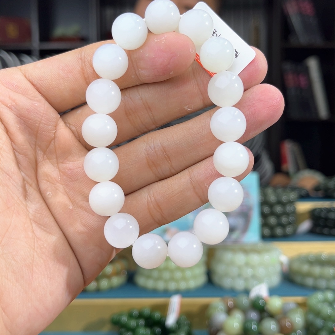 和田玉手串未镶嵌纯天然和田玉13年新疆且末天泰料卡12