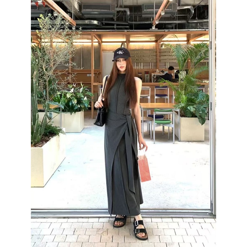 法式连衣裙女夏季2025新款简单大方的无袖气质长裙显瘦裙子