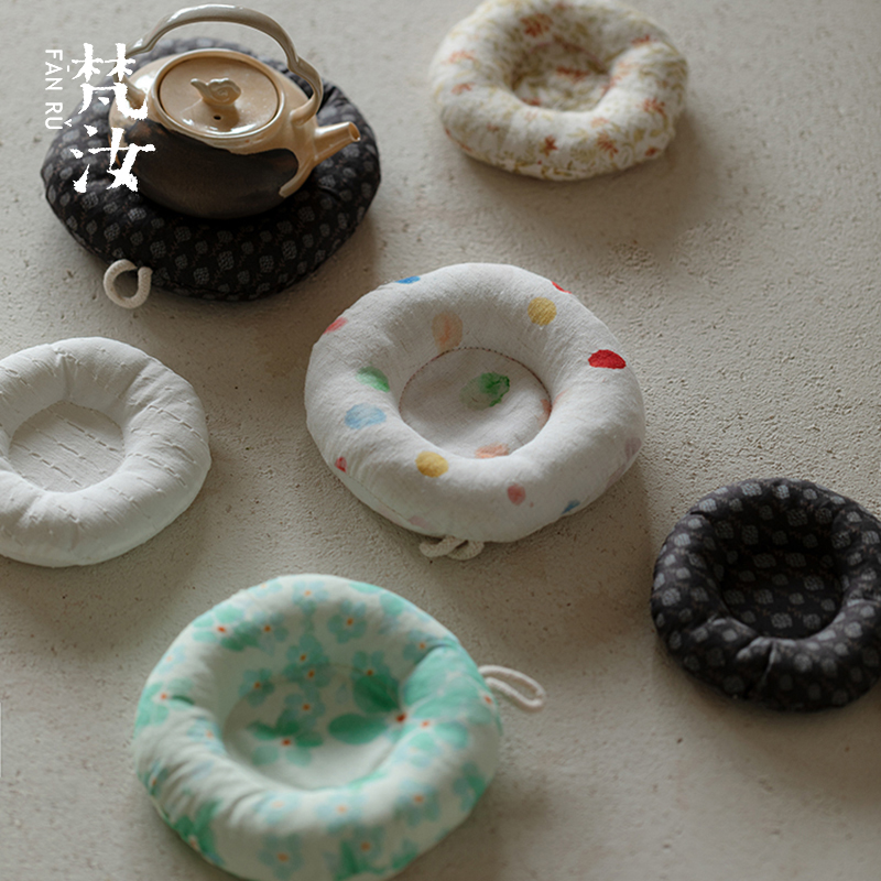 茶杯垫 手工布艺杯垫茶道配件茶壶甜甜圈防烫隔热垫