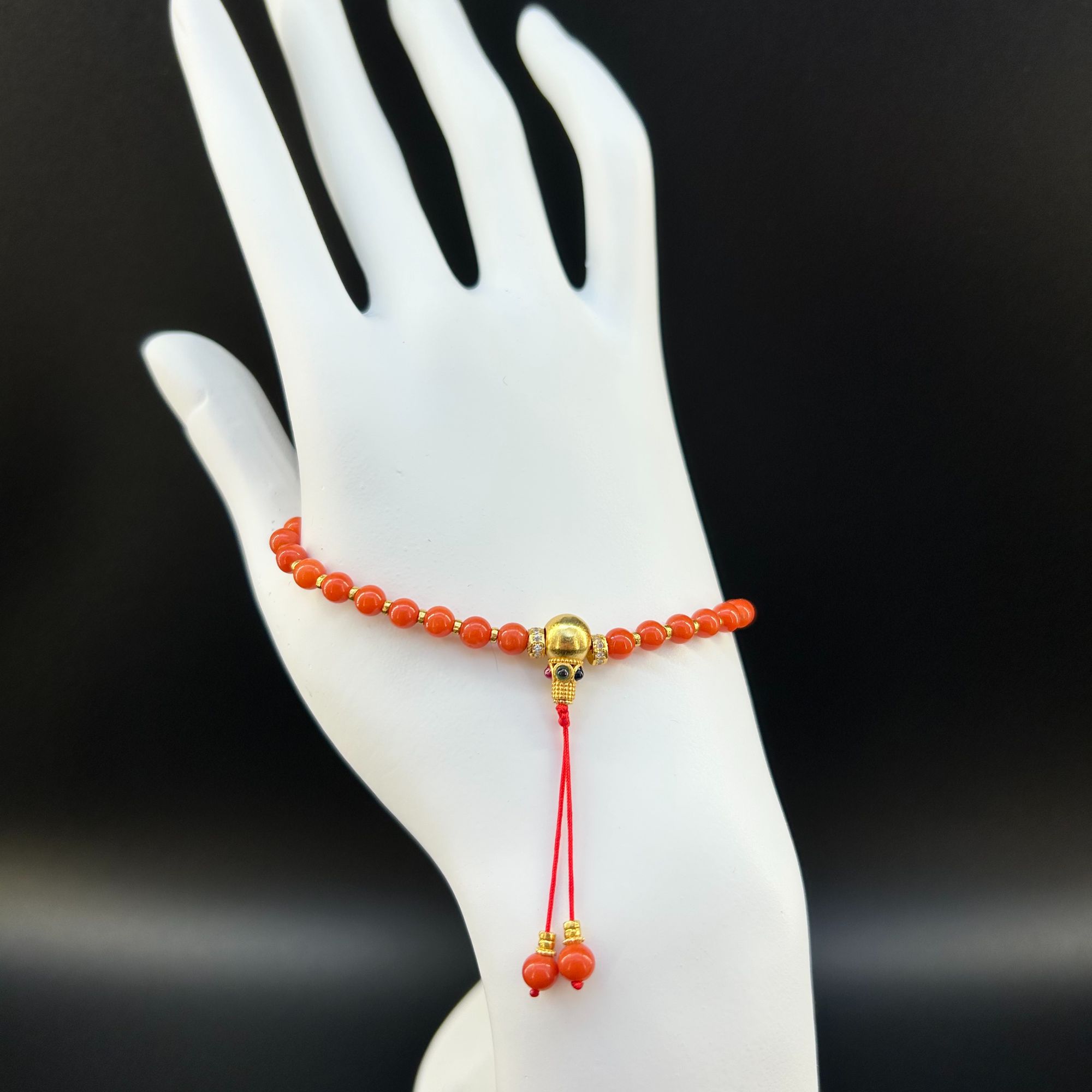 【央广】珊瑚圆珠手链  珊瑚约3mm+ DIY0107 s925 多样性发货