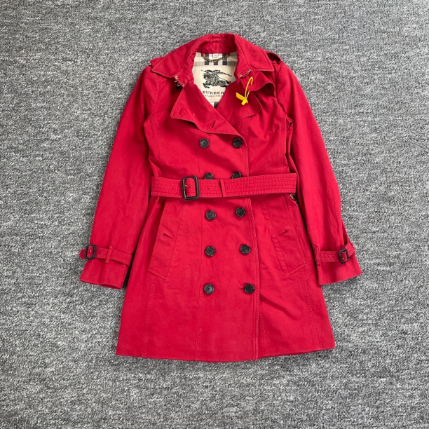 99新 BURBERRY/博柏利 8631/Burberry 红色双排扣风衣外套/36码/