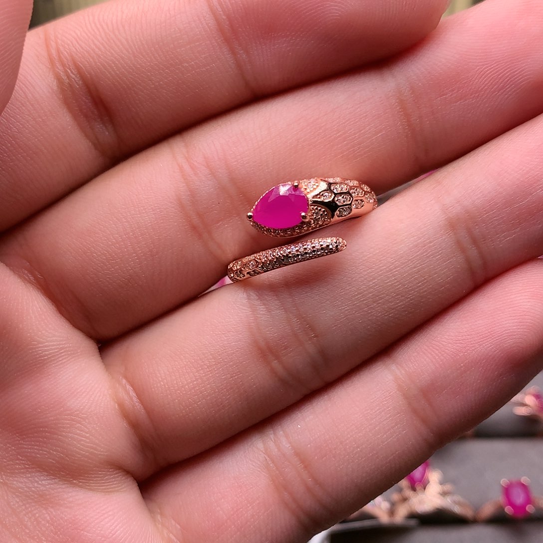 红宝石戒指银S925镶嵌