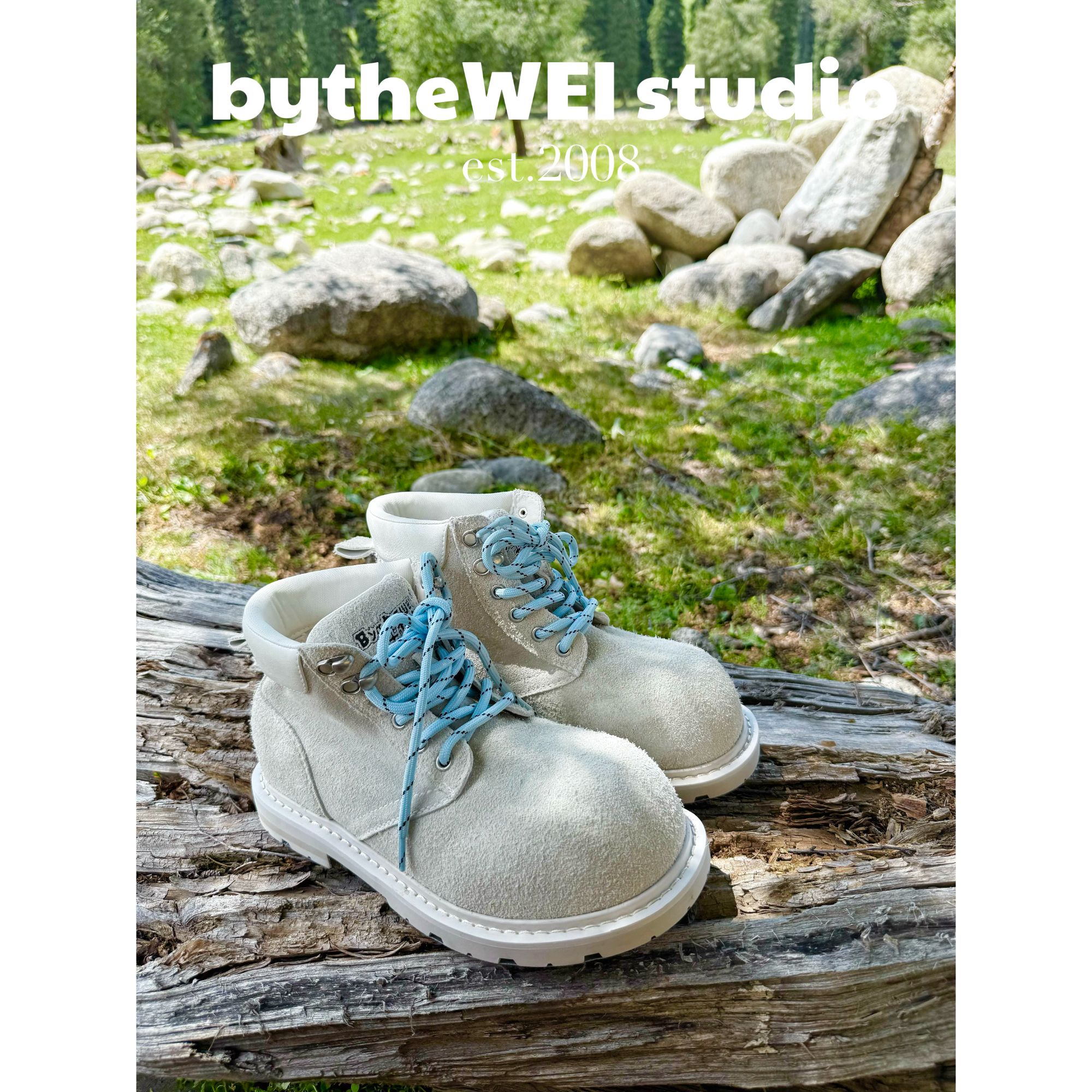 bytheWEI【蓝心湖】内增高版～豚豚系列马丁靴真皮短靴户外女大黄靴