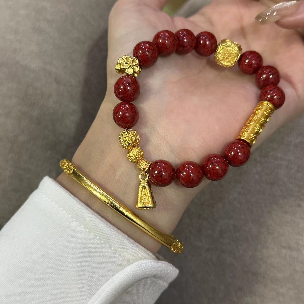铜合金手链  原创设计本命年红色手串-4381
