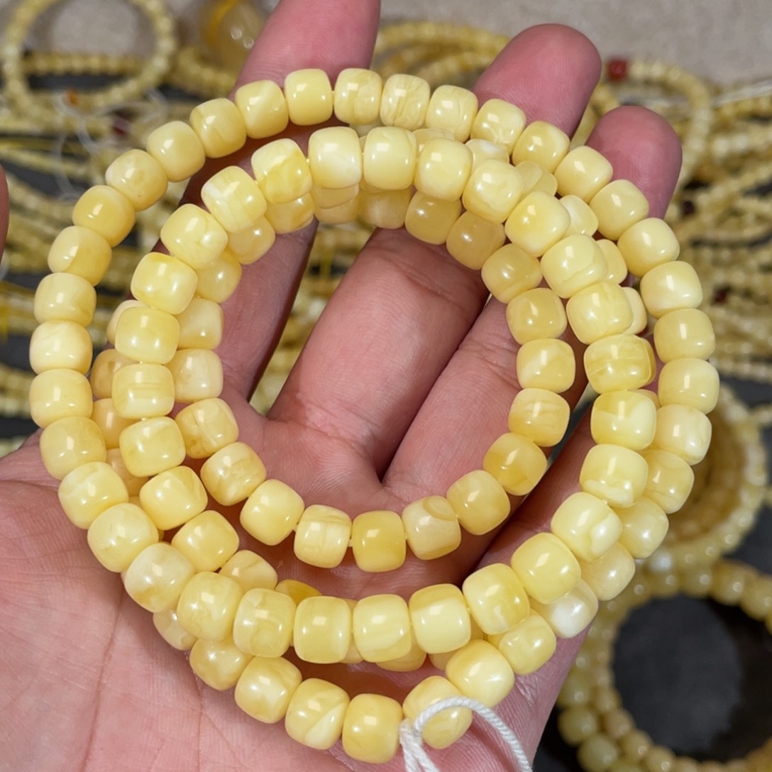 蜜蜡裸石未镶嵌蜜蜡佛珠8mm