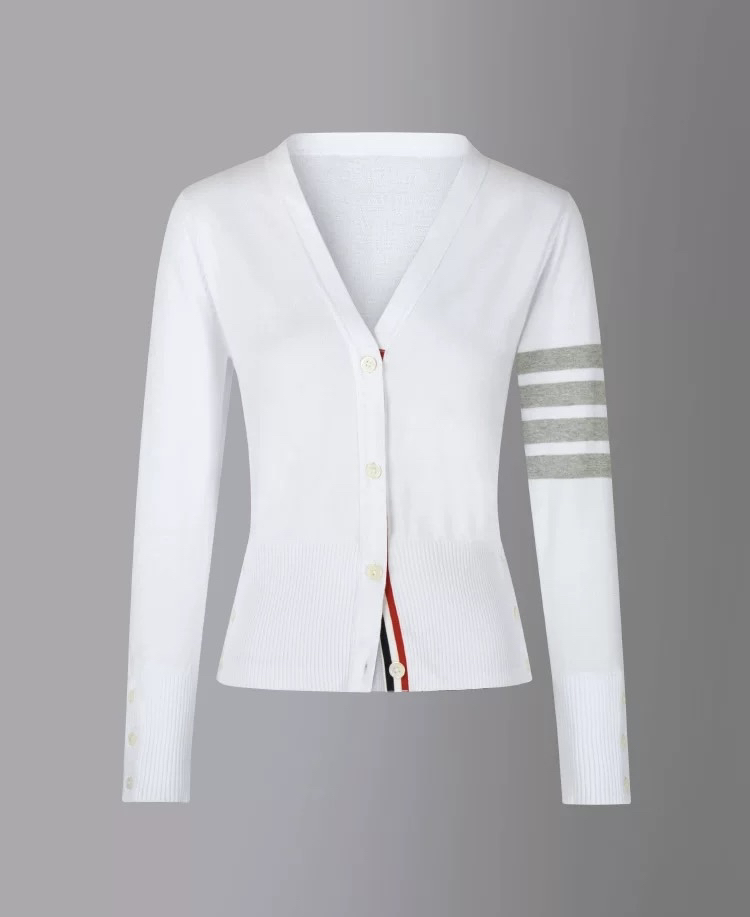 秋季新款红白蓝定制款秋冬白色针织开衫百搭时尚B0163