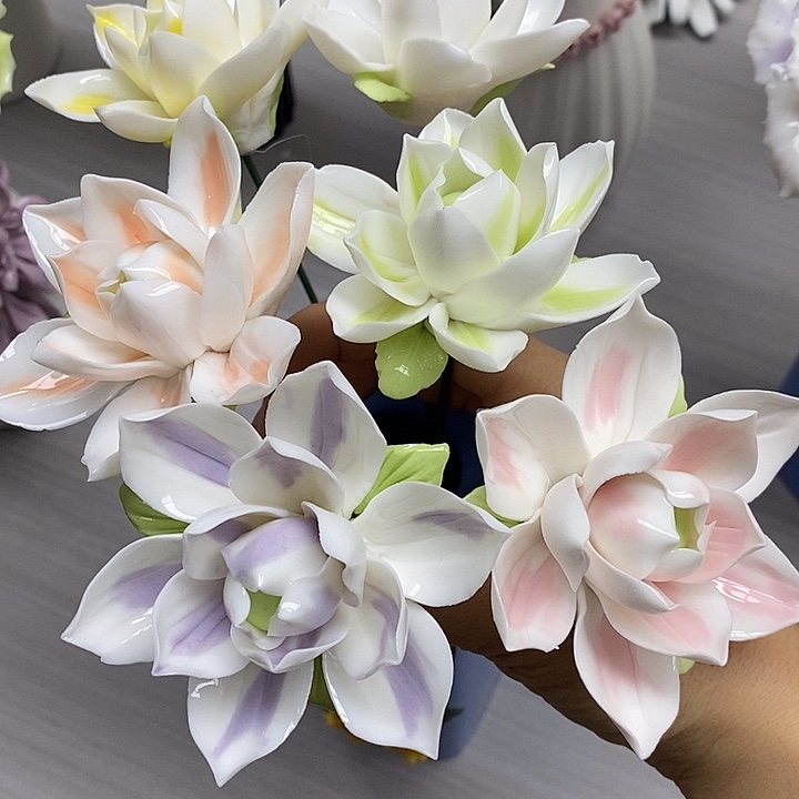 陶瓷陶瓷材料加工4朵茉莉花