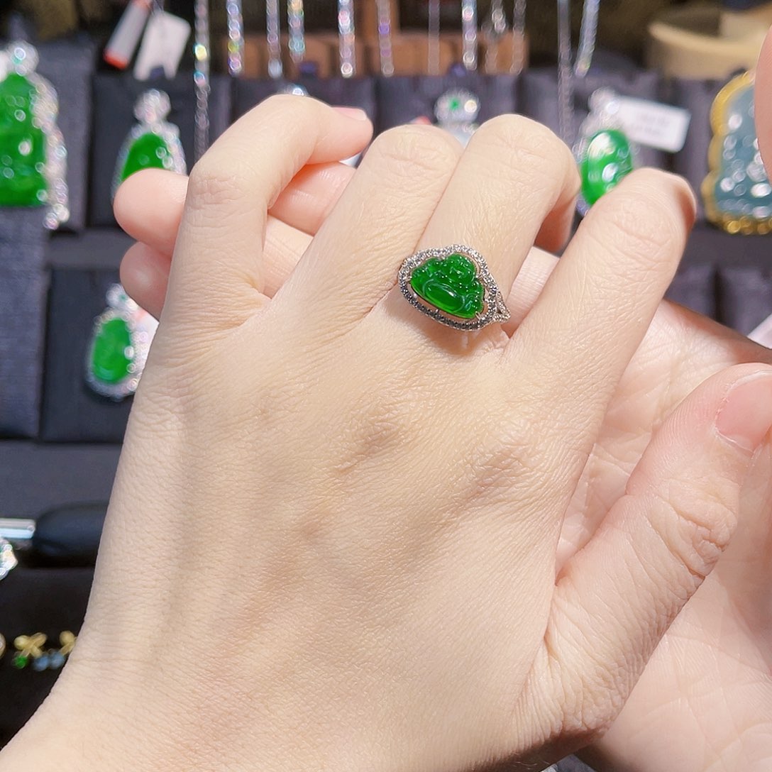 翡翠吊坠(不含链)银S925镶嵌3**3戒指