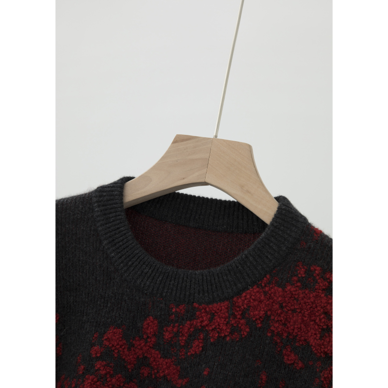 圆领提花时尚秋冬羊绒针织衫ZZS4L1122