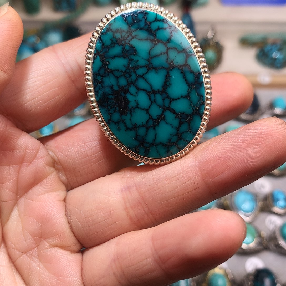 绿松石挂件银S925镶嵌