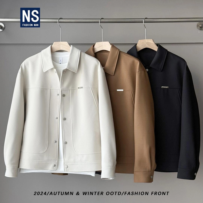 【2025新款】轻奢极简纯色简约百搭翻领夹克春秋外套107