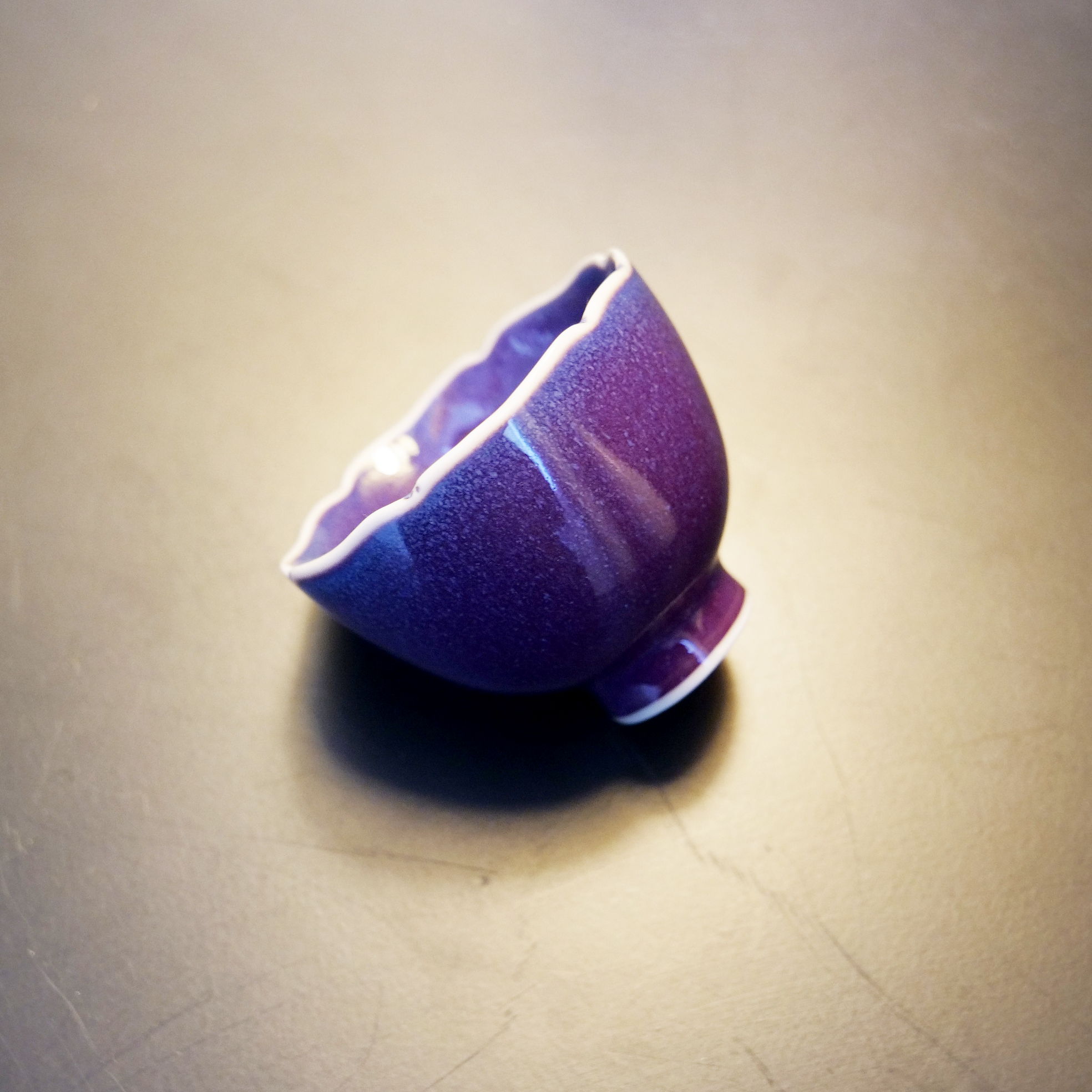 四海【紫钧花口小客杯】钧窑中式陶瓷精美茶道器具茶杯容量40ml