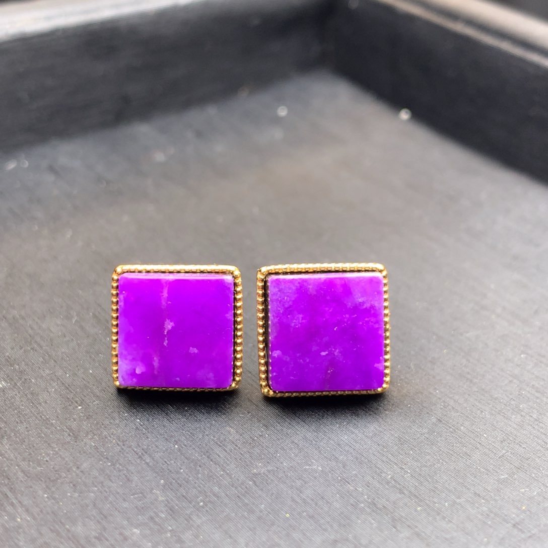 苏纪石（舒俱来）耳钉银S925镶嵌