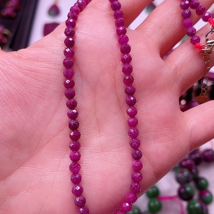 红宝石项链银S925镶嵌