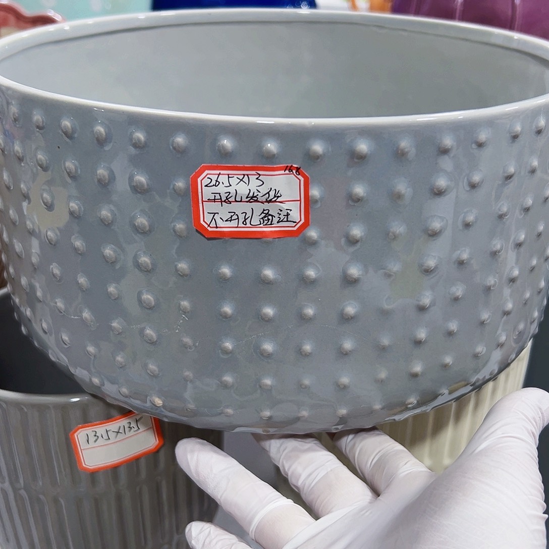 有孔，外贸尾单陶瓷花盆凑单10米包邮