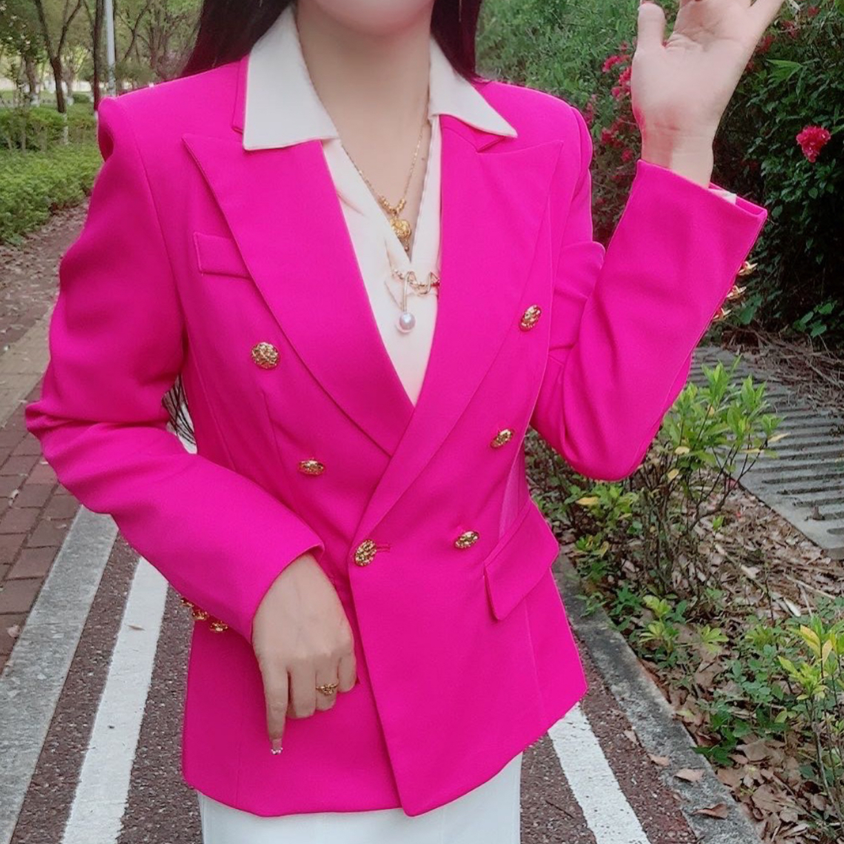复古修身时尚西装外套春秋季女性韩版休闲设计感上衣