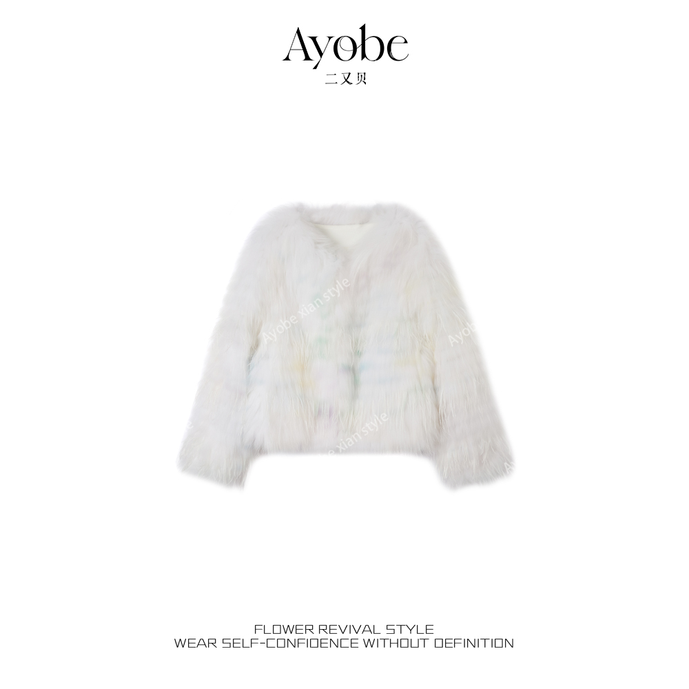 【AYOBE】小贤   白貉毛静奢贵气名媛优雅秋冬短外套
