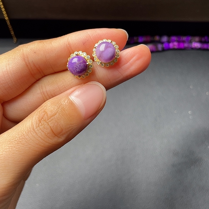 苏纪石（舒俱来）银S925镶嵌耳环