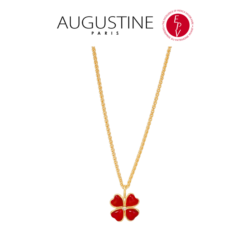 AZLOOK【法国进口】AUGUSTINE 奥古斯汀四叶草系列项链红色精致高级