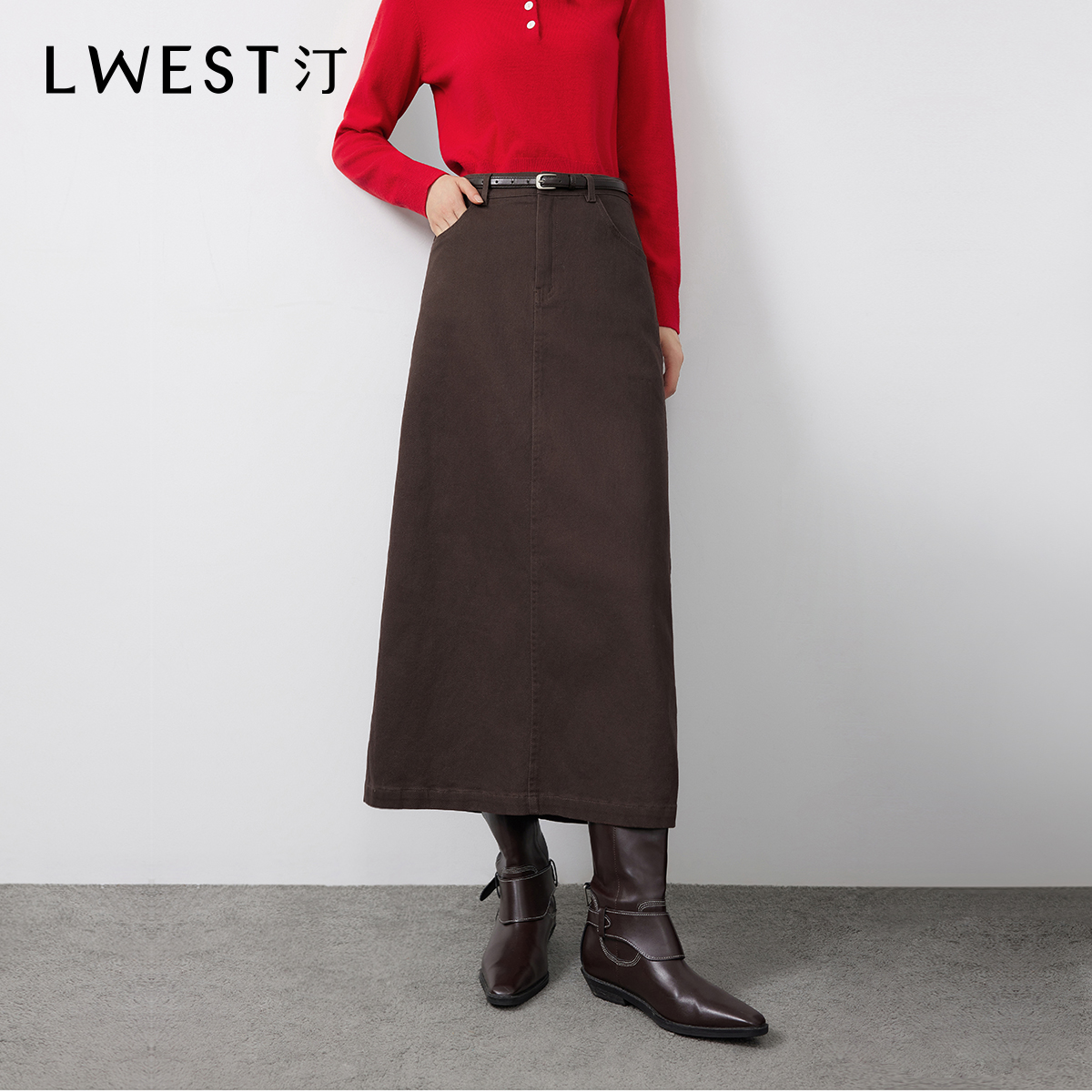 【达人专属】朗文斯汀遮胯开叉高腰显瘦半身裙DTYQ5510B24318