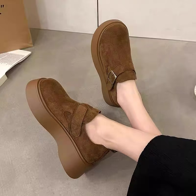 全包勃肯鞋女厚底2025年春季新款增高乐福鞋一脚蹬懒人鞋勃肯单鞋