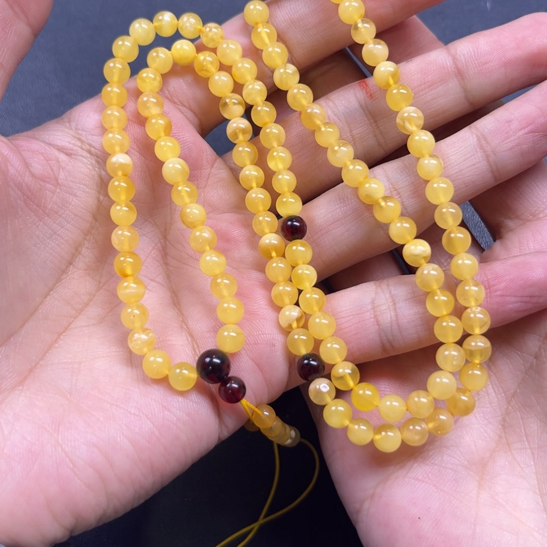 蜜蜡颈饰未镶嵌多样性老黄蜡108颗卡6货头