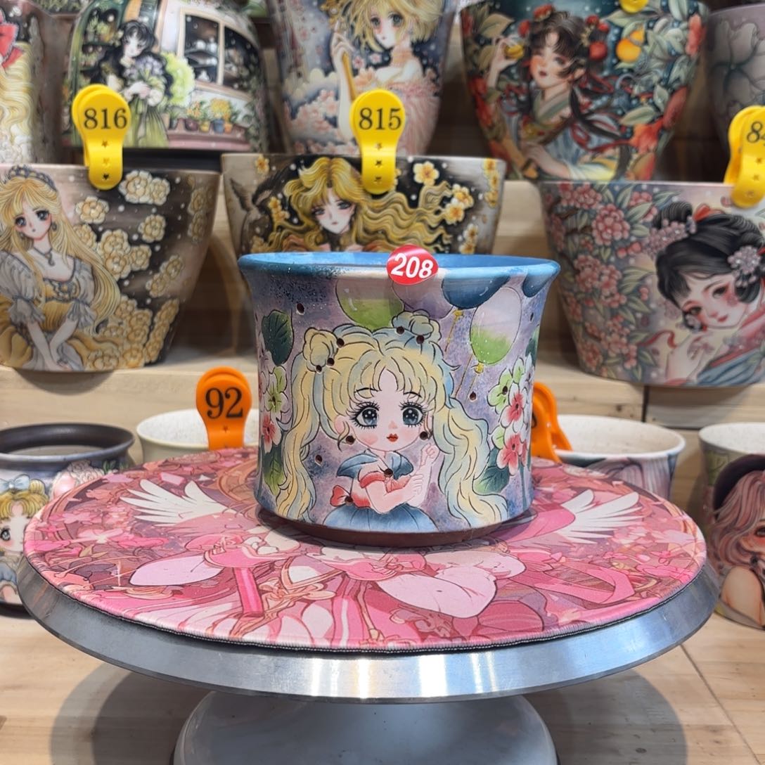 紫砂花盆景德镇手绘花盆陶瓷13/12