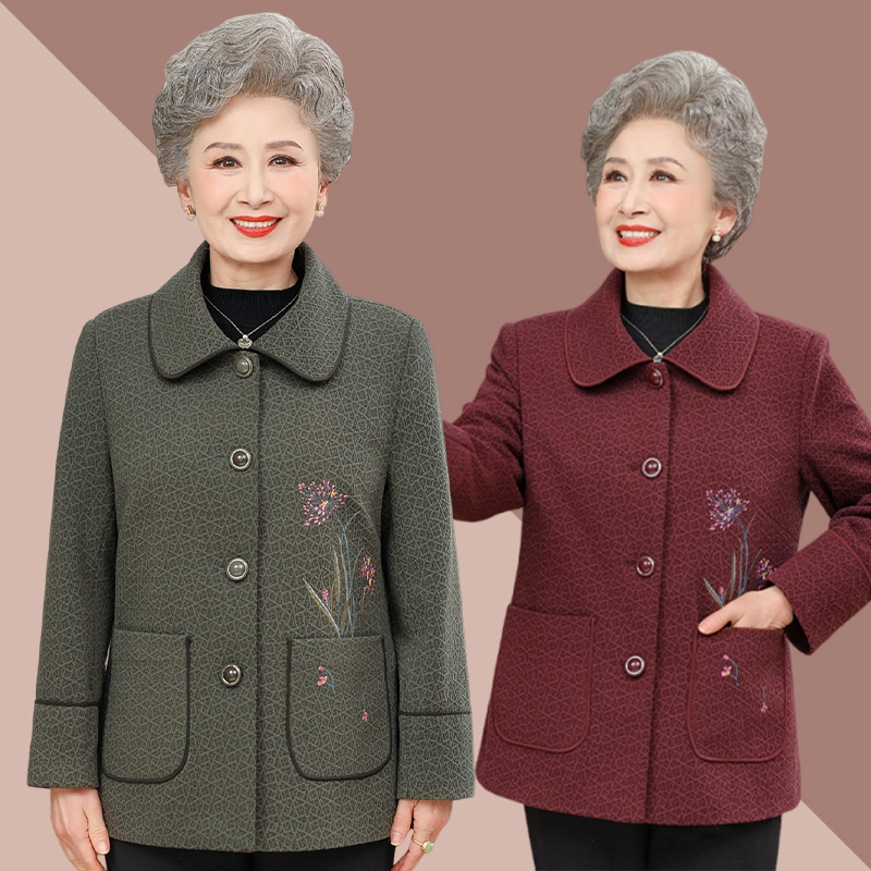 老年人秋装女奶奶外套长袖新款中老年妈妈春秋上衣老太太老人衣服