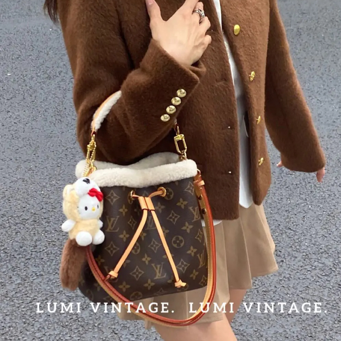 95新 LouisVuitton/路易威登 毛毛老花水桶单肩包27372726