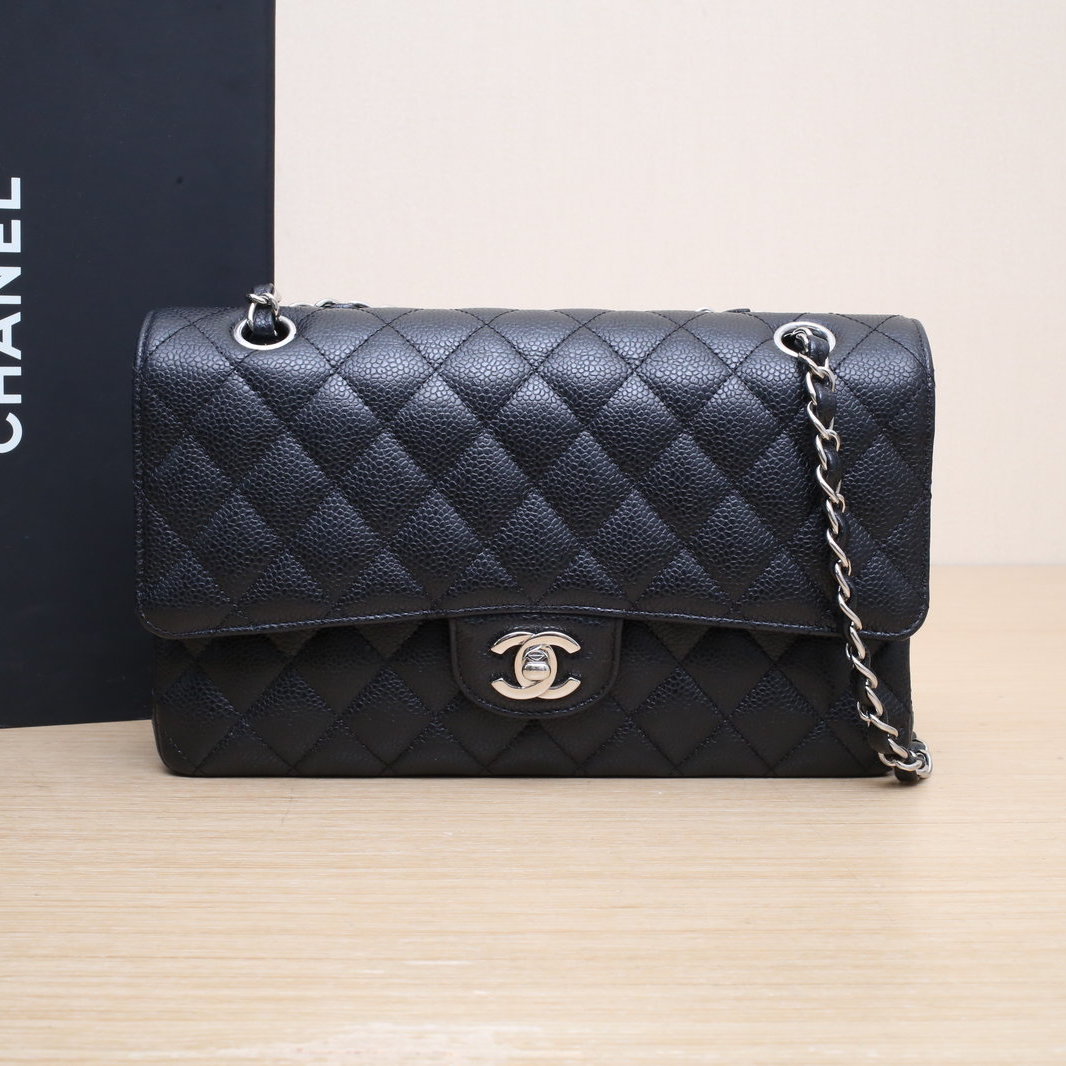 99新 Chanel/香奈儿 【娇】CF斜挎包口盖包 25.5cm黑色31开401070