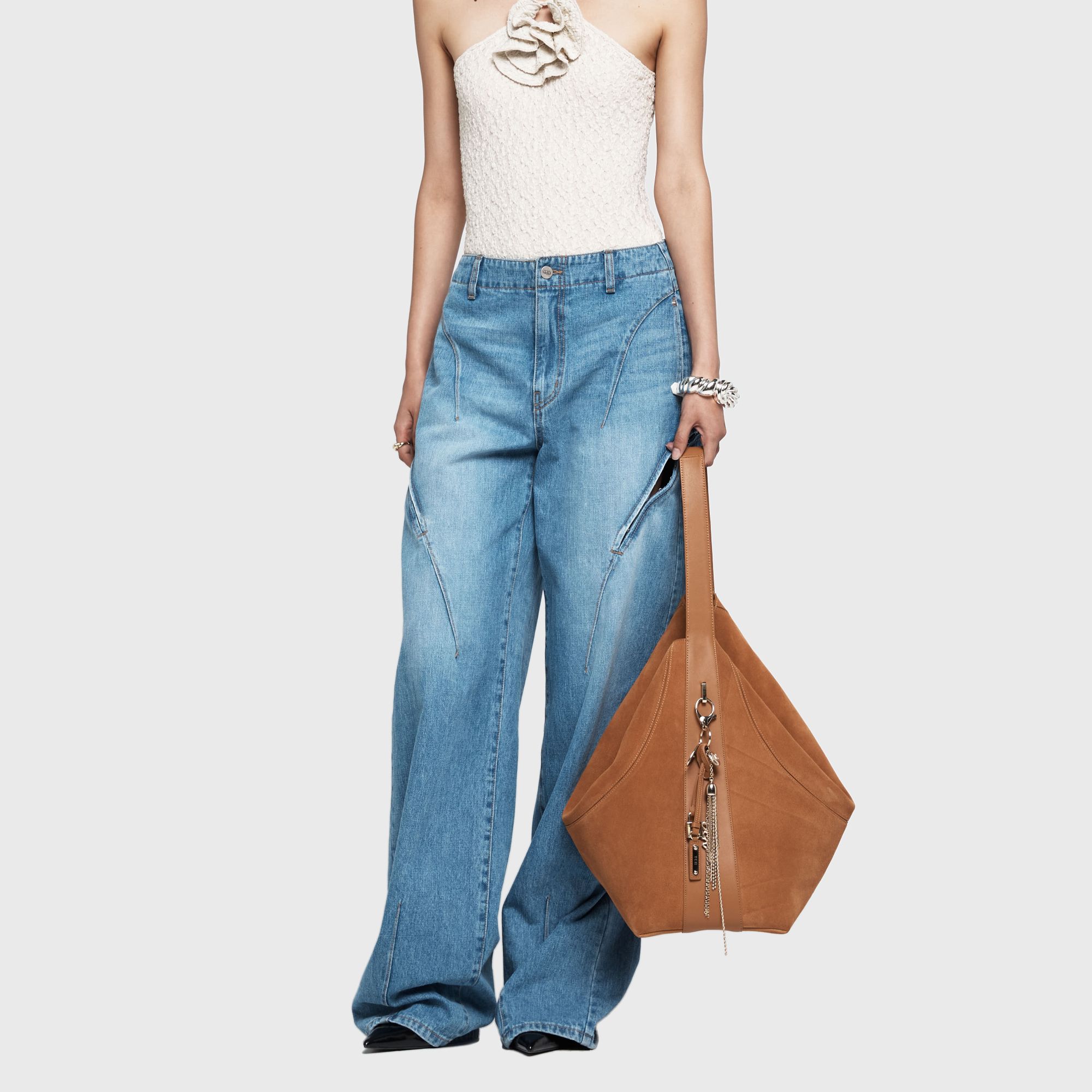 YCH经典弧形牛仔长裤YCH05111BL