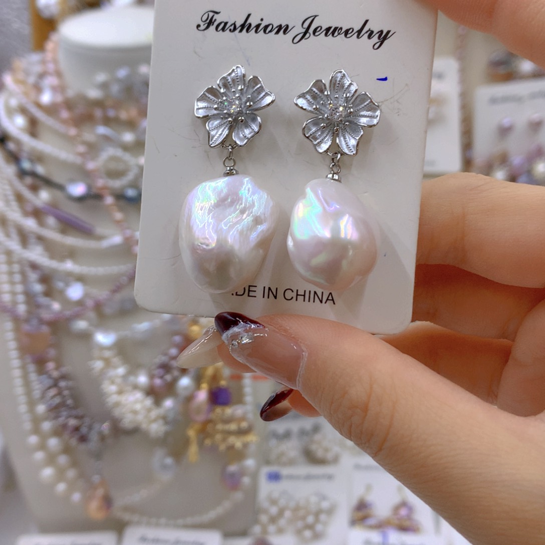 淡水珍珠耳饰银S925镶嵌